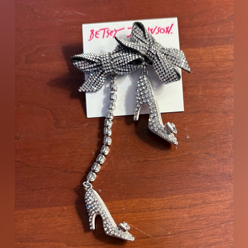Betsey Johnson Rhinestone Mismatch Drop Earrings - NWOT